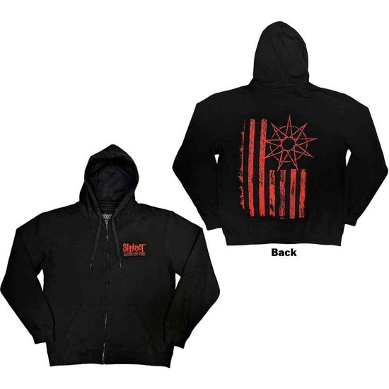 Slipknot Unisex Zipped Hoodie: 9-Point Flag (Back Print) - Slipknot - Merchandise -  - 5056737212464 - 