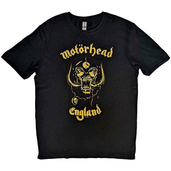 Motorhead Unisex T-Shirt: England Classic Gold - Motörhead - Produtos - ROFF - 5055295347465 - 26 de novembro de 2018