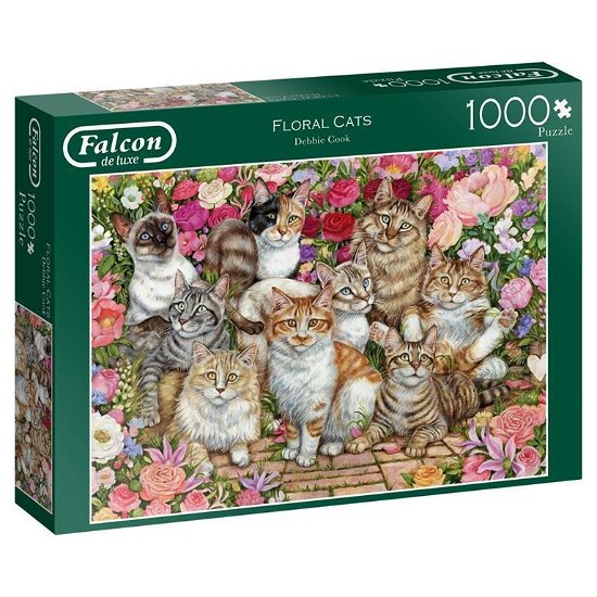 Cover for Puzzel · Falcon De Luxe - Floral Cats (1000St.) (Legetøj)
