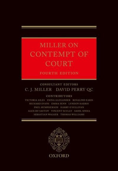 Cover for John Miller · Miller on Contempt of Court (Gebundenes Buch) [4 Revised edition] (2017)