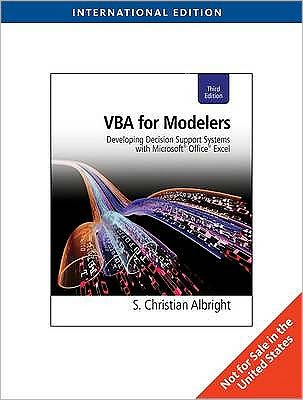 Cover for Albright, S. (Indiana University, School of Business (Emeritus)) · VBA for Modelers: Developing Decision Support Systems with Microsofti¿½ Officei¿½ Excel, International Edition (with Premium Online Content Printed Access Card) (Book) (2009)