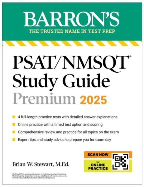 Cover for Stewart, Brian W., M.Ed. · PSAT / NMSQT Premium Study Guide: 2025: 2 Practice Tests + Comprehensive Review + 200 Online Drills - Barron's Test Prep (Paperback Book) (2024)