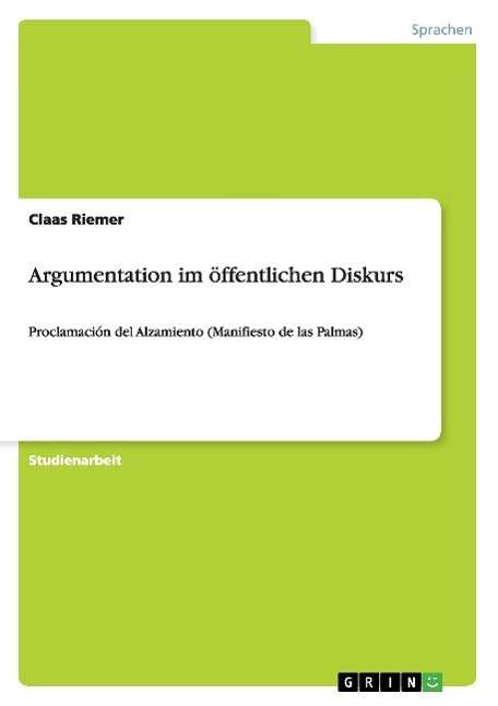 Cover for Riemer · Argumentation im öffentlichen Di (Book) [German edition] (2013)