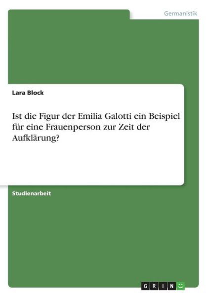Cover for Block · Ist die Figur der Emilia Galotti (Book)