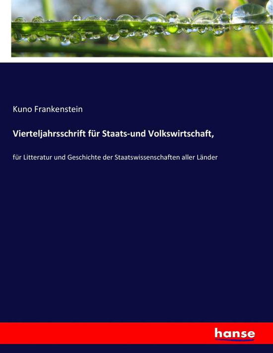 Vierteljahrsschrift für St - Frankenstein - Böcker -  - 9783744720465 - 27 mars 2017