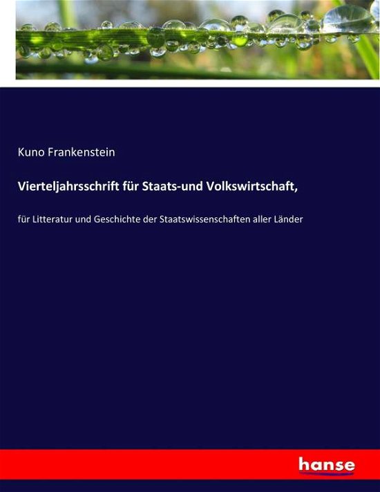 Vierteljahrsschrift für St - Frankenstein - Bøger -  - 9783744720465 - 27. marts 2017