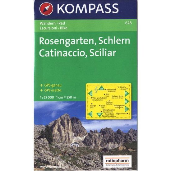 Cover for Mair-Dumont / Kompass · Rosengarten / Catinaccio-Schlem / Scillar, Kompass Wanderkarte 628 1:25 000 (Book) [1st edition]