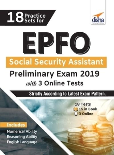 Cover for Disha Experts · 18 Practice Sets for EPFO Social Security Assistant Preliminary Exam 2019 with 3 Online Tests (Paperback Book) (2019)