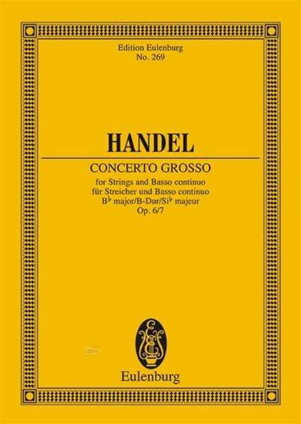 Cover for Handel · Concerto grosso B-Dur.ETP269 (Bok)