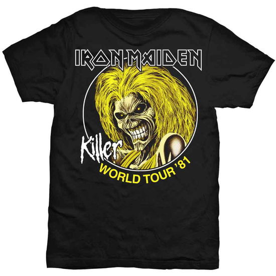 Iron Maiden Unisex T-Shirt: Killer World Tour 81 - Iron Maiden - Mercancía - Global - Apparel - 5055979907466 - 