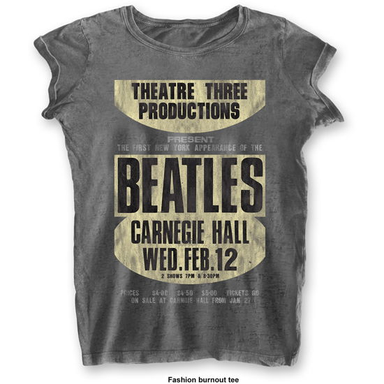Cover for The Beatles · The Beatles Ladies T-Shirt: Carnegie Hall Burnout (T-shirt) [size XS] [Grey - Ladies edition]