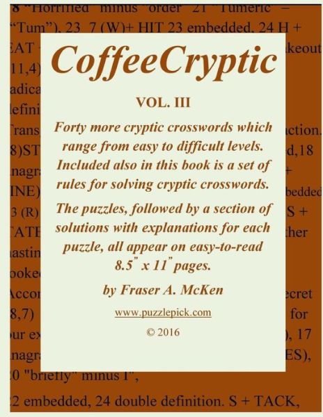 Cover for Fraser A. McKen · CoffeeCryptic Vol. III (Paperback Book) (2016)