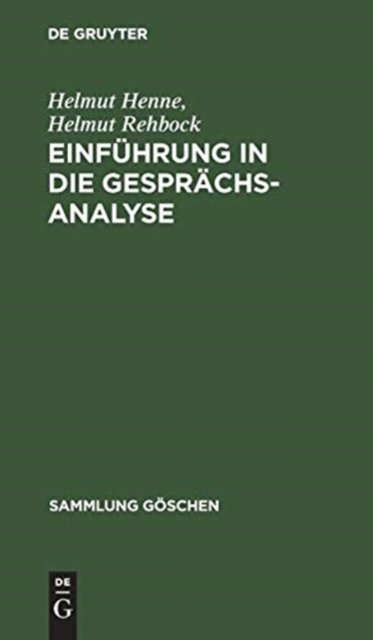 Cover for Helmut Henne · Einfuhrung in die Gesprachsanalyse (Hardcover Book) (1979)
