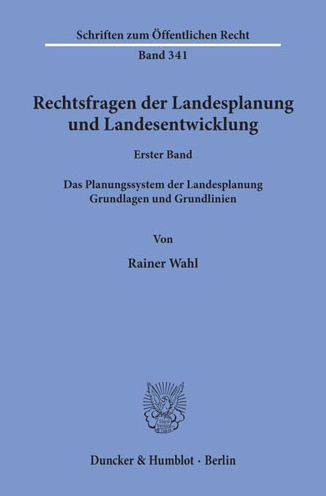 Cover for Wahl · Rechtsfragen der Landesplanung und (Book) (1978)