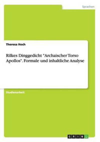 Cover for Hoch · Rilkes Dinggedicht &quot;Archaischer To (Book) (2015)