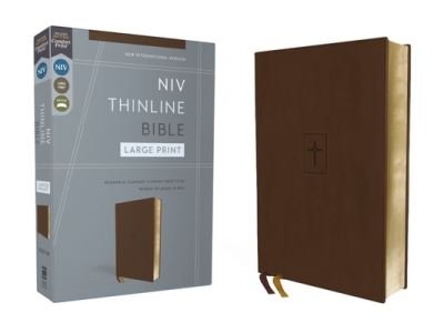 Cover for Zondervan · NIV, Thinline Bible, Large Print, Leathersoft, Brown, Red Letter, Comfort Print (Book) (2023)