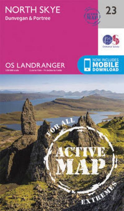 Cover for Ordnance Survey · North Skye, Dunvegan &amp; Portree - OS Landranger Active Map (Kort) [February 2016 edition] (2016)