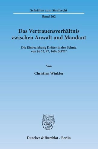 Cover for Winkler · Das Vertrauensverhältnis zwisch (Buch) (2014)