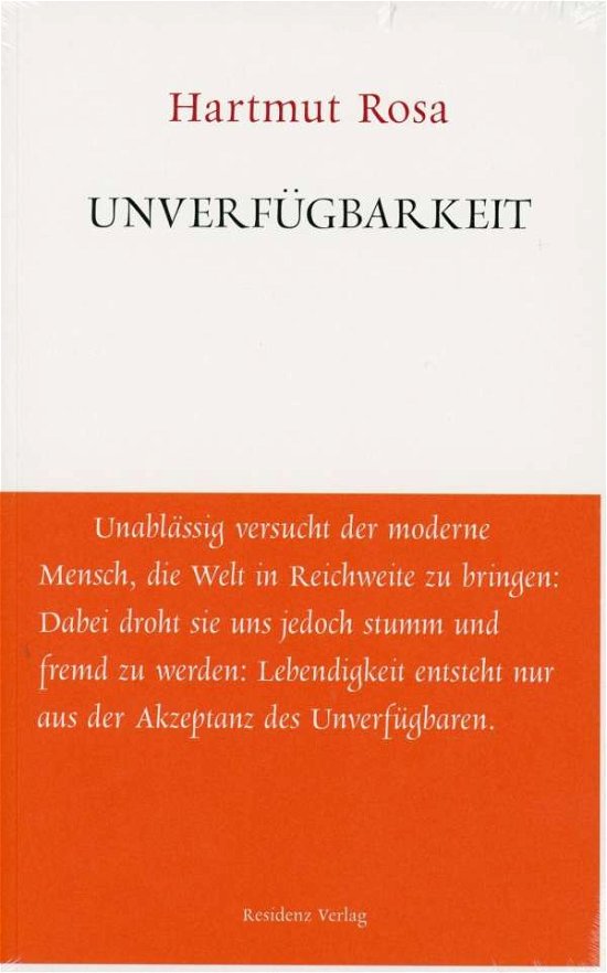 Cover for Hartmut Rosa · Unverfügbarkeit (Bok) (2018)