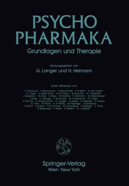 Cover for G Langer · Psychopharmaka: Grundlagen Und Therapie (Paperback Book) [Softcover Reprint of the Original 1st 1983 edition] (2012)