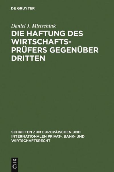 Cover for D.J. Mirtschink · Haftung des Wirtschaft. (Book) [German edition] (2006)