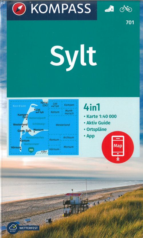 Cover for Mair-Dumont / Kompass · Kompass Wanderkarte: Sylt mit Stadtplänen (Inbunden Bok) (2018)