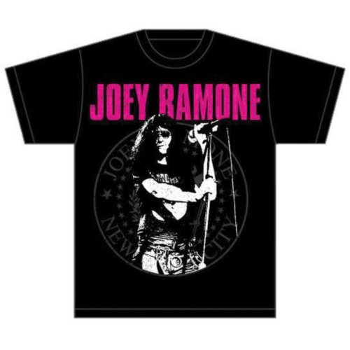 Joey Ramone Unisex T-Shirt: Mic Seal - Joey Ramone - Merchandise - Global - Apparel - 5055295346468 - 