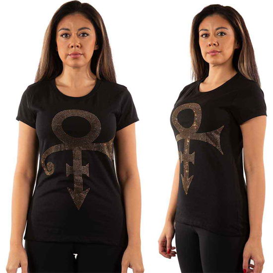 Prince Ladies T-Shirt: Gold Symbol (Embellished) - Prince - Fanituote -  - 5056561022468 - 