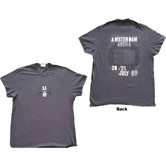U2 Unisex T-Shirt: 360 Degree Tour Amsterdam 2009 (Ex-Tour & Back Print) - U2 - Merchandise -  - 5056561051468 - 