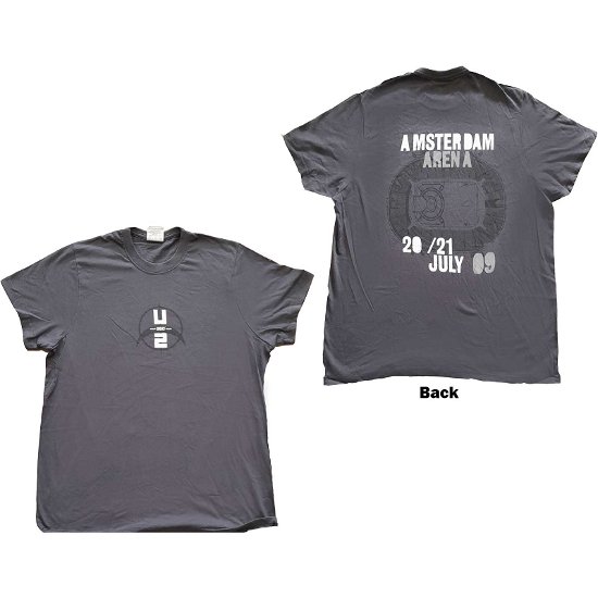 U2 Unisex T-Shirt: 360 Degree Tour Amsterdam 2009 (Back Print) - U2 - Merchandise -  - 5056561051468 - 