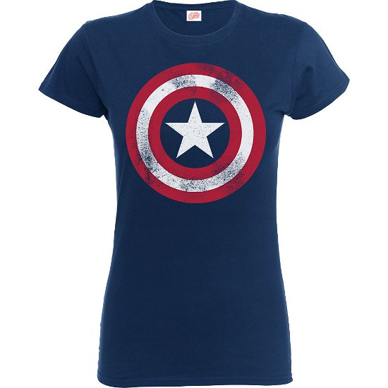 Cover for Marvel Comics · Marvel Comics Kids T-Shirt: Captain America Distressed Shield (9-10 Years) (CLOTHES) [Blue - Kids edition]