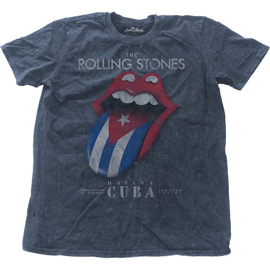 Cover for The Rolling Stones · The Rolling Stones Unisex T-Shirt: Havana Cuba (Wash Collection) (T-shirt) [size S] [Blue - Unisex edition] (2017)
