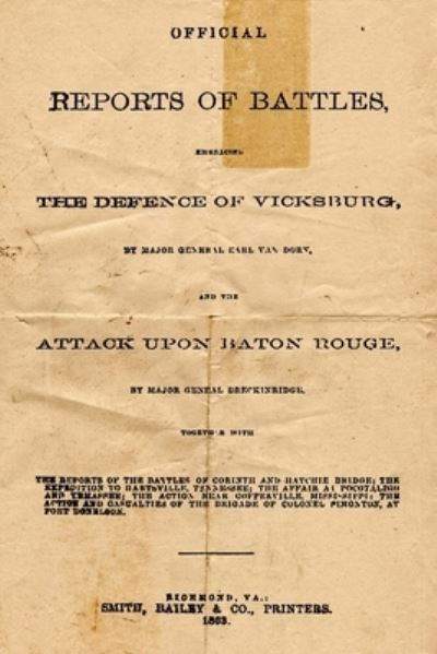 Cover for Confederate States Congress · Official Reports Of Battles (Paperback Book) (2013)