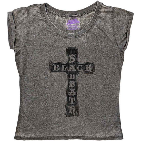 Black Sabbath Ladies T-Shirt: Vintage Cross (Burnout) - Black Sabbath - Produtos - Bravado - 5055979982470 - 