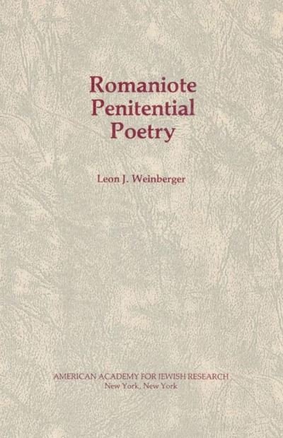 Cover for Leon J. Weinberger · Romaniote Penitential Poetry (Paperback Bog) (1980)