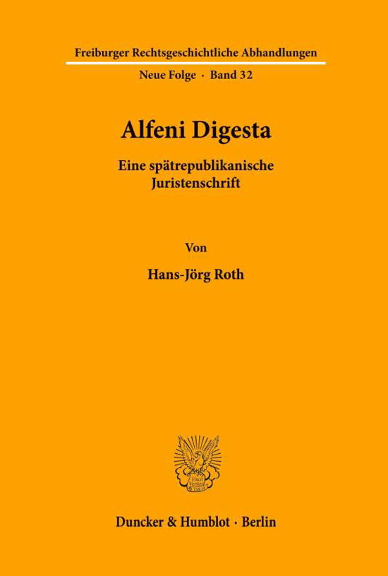 Cover for Roth · Alfeni Digesta. (Bok) (1999)