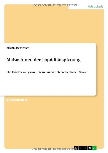 Cover for Sommer · Maßnahmen der Liquiditätsplanung (Book) [German edition] (2013)