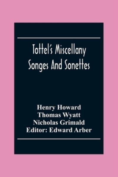 Cover for Henry Howard · Tottel'S Miscellany (Paperback Book) (2020)