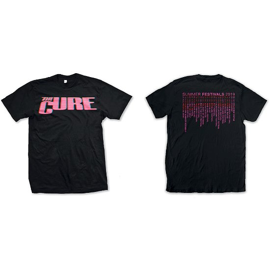 Cover for The Cure · The Cure Unisex Tee: Neon Logo (Ex-Tour / Back Print) (Klær) [size S] [Black - Unisex edition]