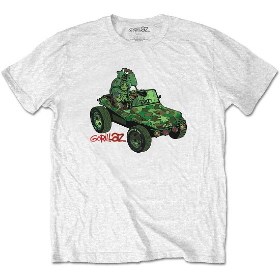 Cover for Gorillaz · Gorillaz Unisex T-Shirt: Green Jeep (T-shirt) [size S] [White - Unisex edition]