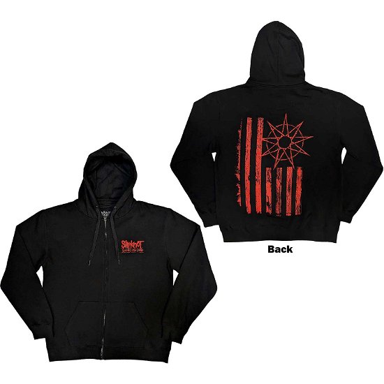 Slipknot Unisex Zipped Hoodie: 9-Point Flag (Back Print) - Slipknot - Merchandise -  - 5056737212471 - 