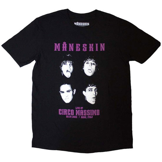 Maneskin Unisex T-Shirt: Live At Circo Massimo 2022 Faces (Ex-Tour) - Måneskin - Fanituote -  - 5056737238471 - 