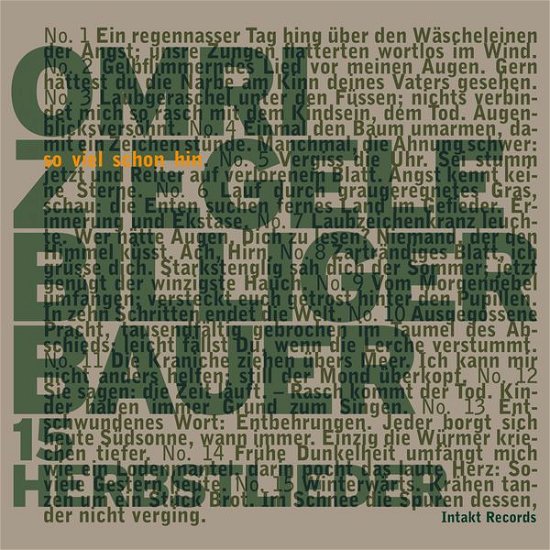Cover for Omri Ziegele · So Viel Schon Hin (CD) (2015)