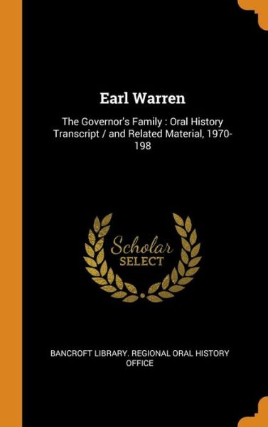 Cover for Bancroft Library Regional Oral History · Earl Warren (Hardcover Book) (2018)