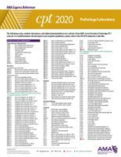 Cover for American Medical Association · CPT 2020 Express Reference Coding Card: Pathology / Laboratory (Cards) (2019)