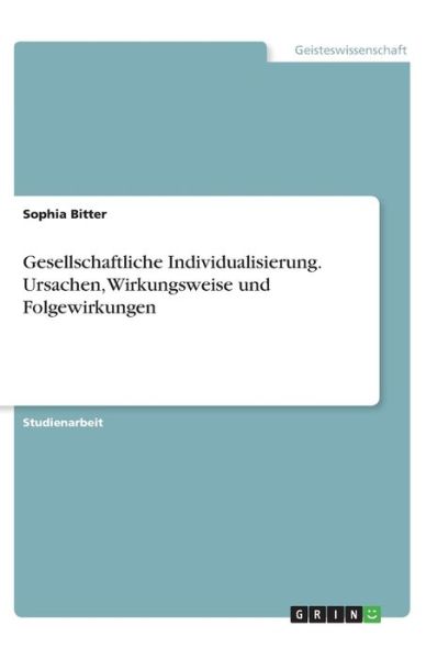 Cover for Bitter · Gesellschaftliche Individualisie (Book)