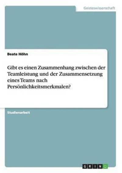 Gibt es einen Zusammenhang zwische - Höhn - Books -  - 9783668188471 - April 12, 2016