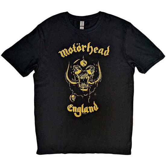 Motorhead Unisex T-Shirt: England Classic Gold - Motörhead - Fanituote - ROFF - 5055295347472 - maanantai 26. marraskuuta 2018