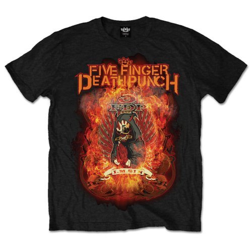 Five Finger Death Punch Unisex T-Shirt: Burn in Sin - Five Finger Death Punch - Produtos - ROFF - 5055295376472 - 26 de novembro de 2018
