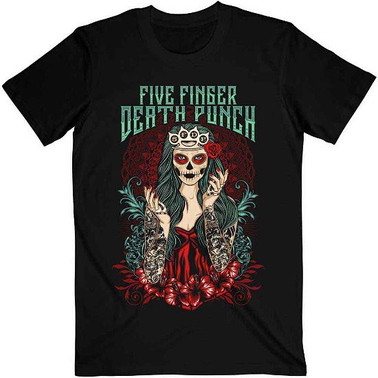 Five Finger Death Punch Unisex T-Shirt: Lady Muerta - Five Finger Death Punch - Koopwaar - Global - Apparel - 5056170618472 - 